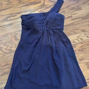 Bill Levkoff Eggplant One-Shoulder Dress